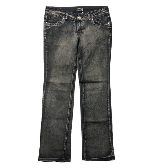 Arco Iris Jeans Womens Size 9 Embellished Pockets Black Denim Pants - Picture 3 of 9